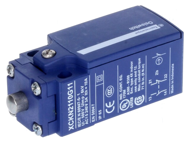 Eindschakelaar; pin Ø8mm; NO + NC; 10A; max.240VAC; max.250VDC Eindschakelaar; pin Ø8mm; NO + NC; 10A; max.240VAC; max.250VDC